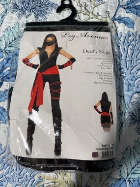 Leg Avenue Ninja Costume in Black with Red Accents